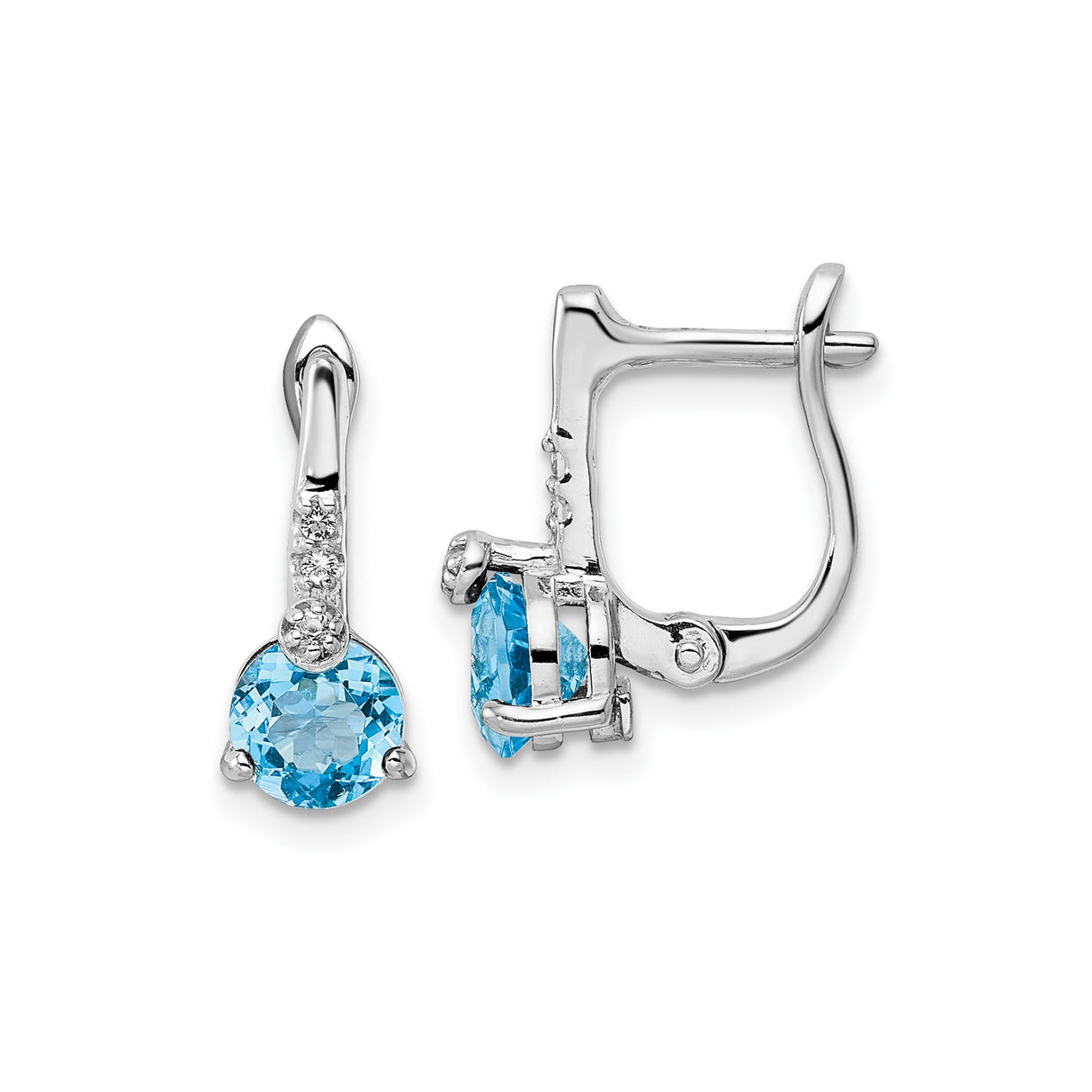 Sterling Silver Dangle Earrings with Swiss Blue Topaz and White Topaz Accents