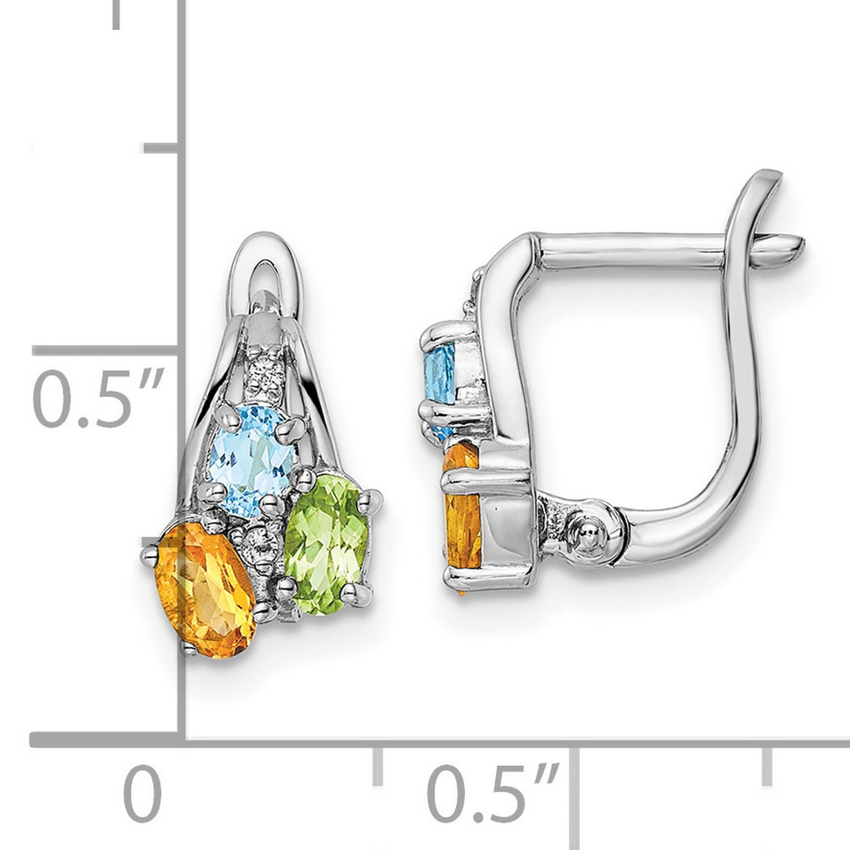 Sterling Silver Dangle Earrings with Citrine and Swiss Blue Topaz, Trio Gemstone Design
