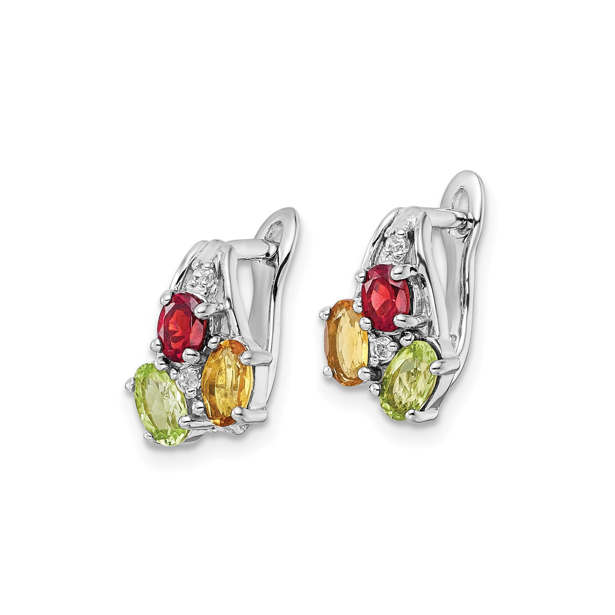 Sterling Silver Dangle Earrings with Citrine and Garnet, Leverback Multi-Gemstone Drop Design