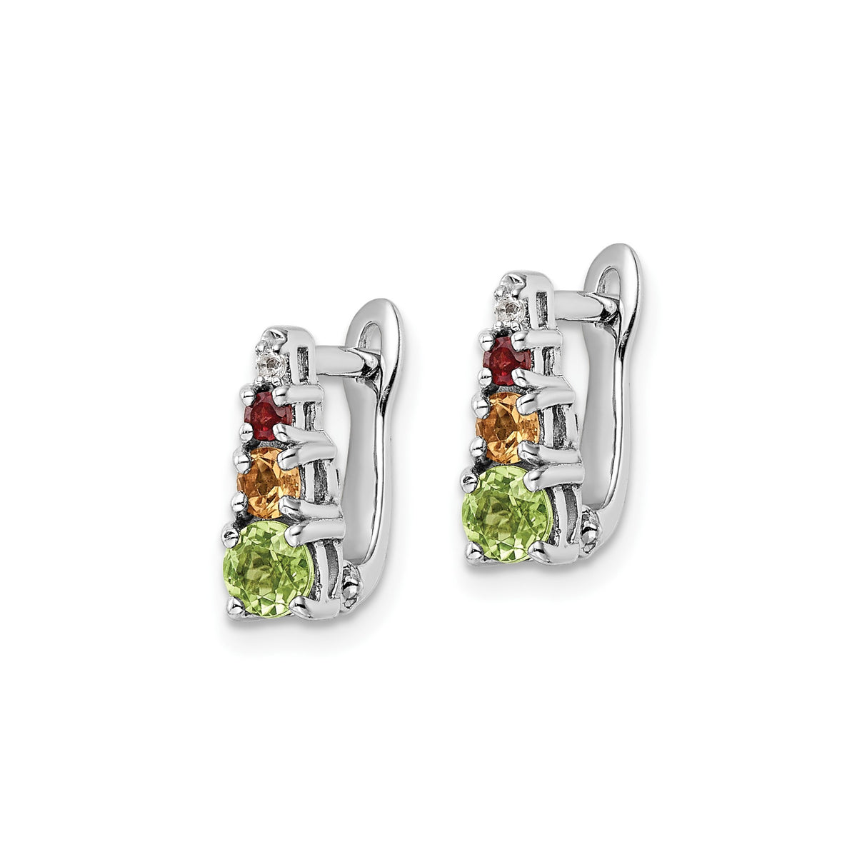 Sterling Silver Leverback Earrings with Peridot and Citrine, Gradient Multi-Color Dangle Design