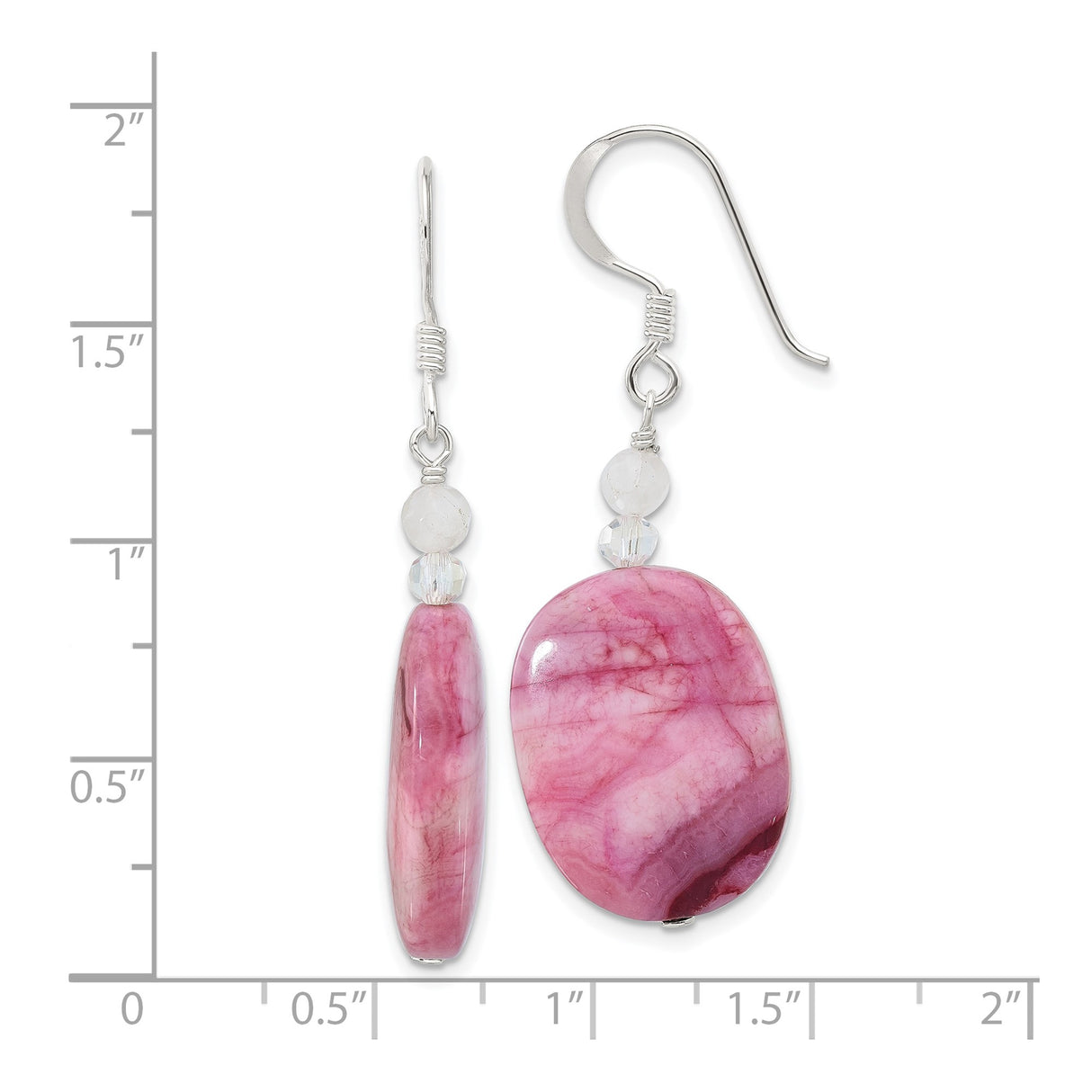 Sterling Silver Earrings with Agate, Quartz Accents, Boho Dangle Style for Women