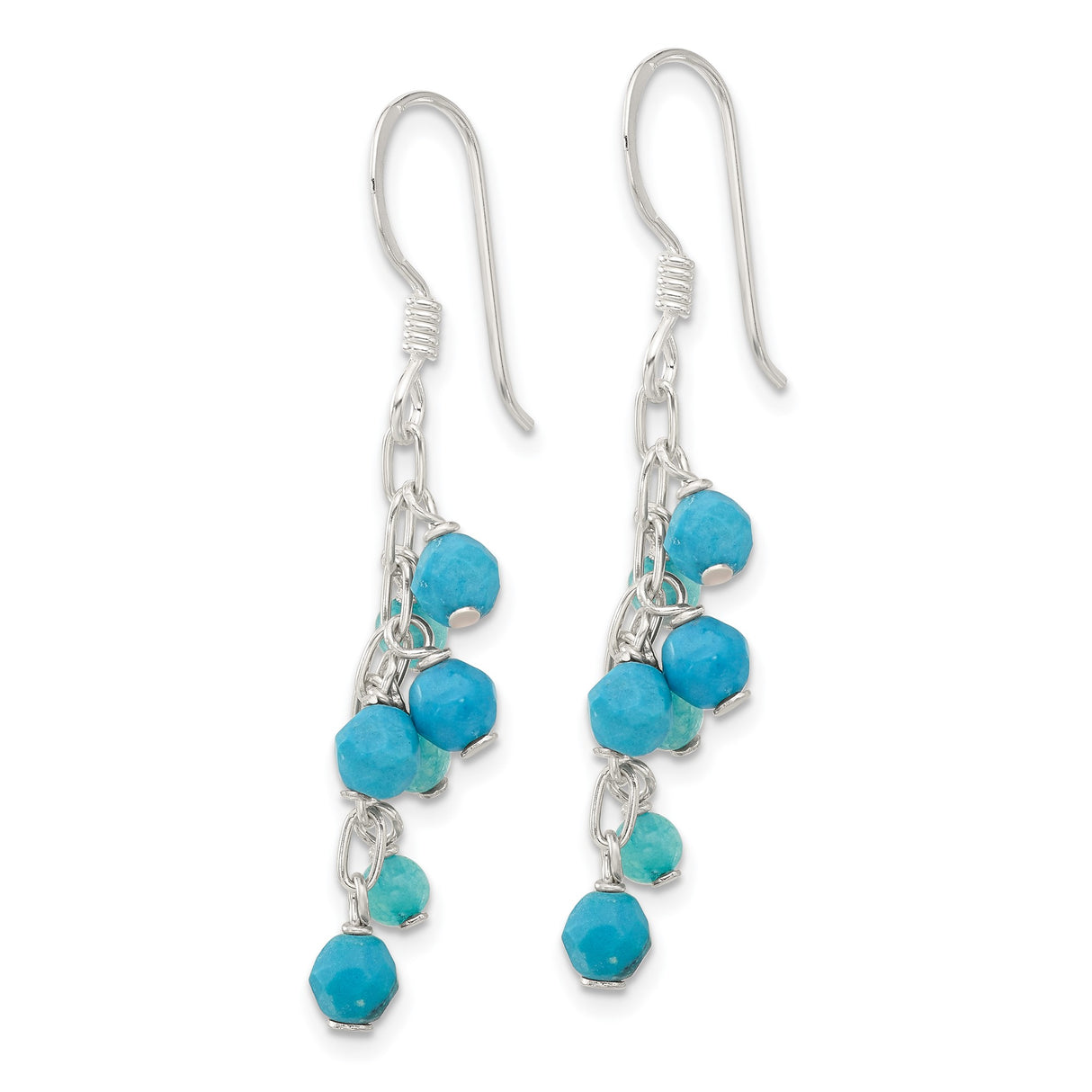 Sterling Silver Dangle Earrings with Quartz and Reconstructed Magnesite, Boho Chic Drop Style