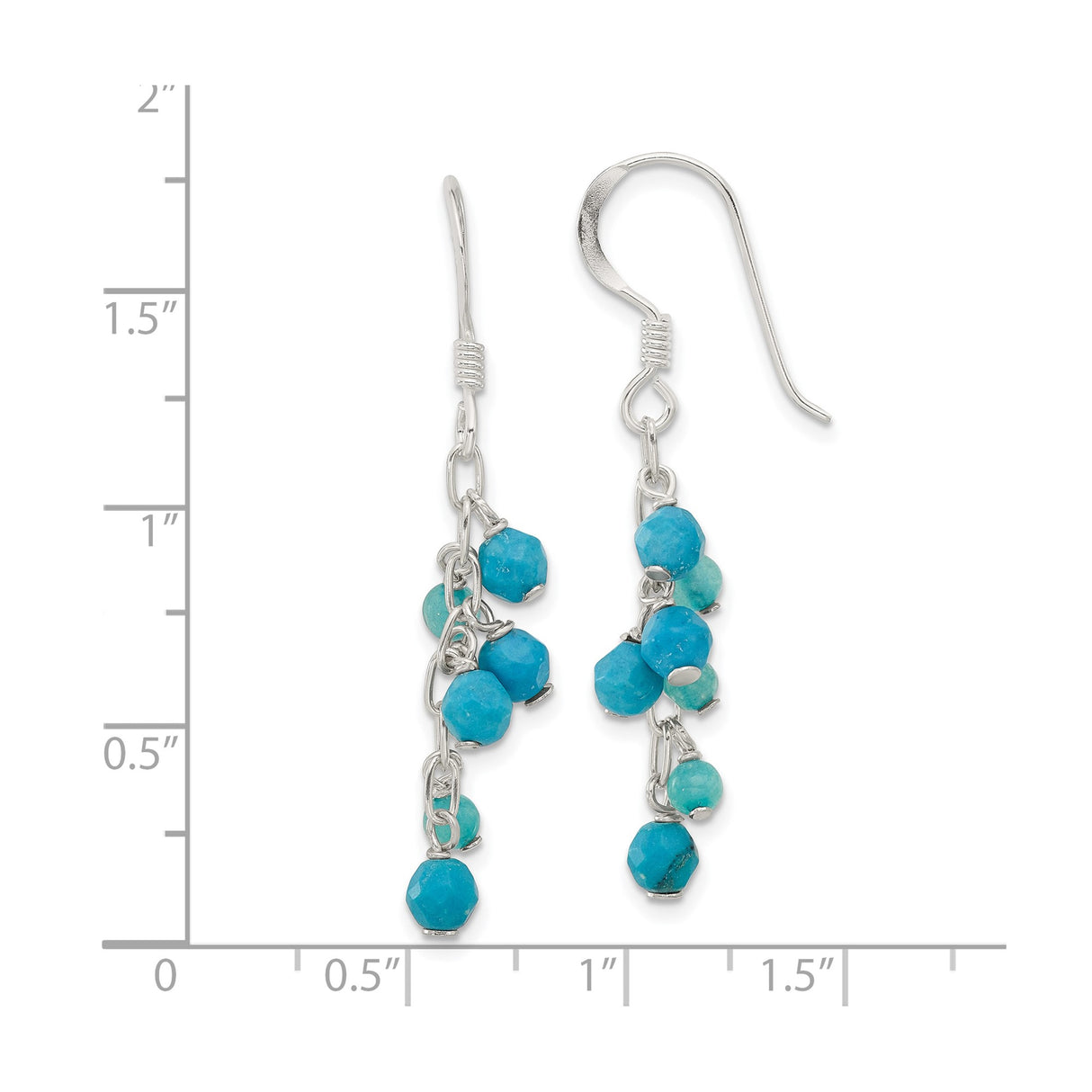 Sterling Silver Dangle Earrings with Quartz and Reconstructed Magnesite, Boho Chic Drop Style