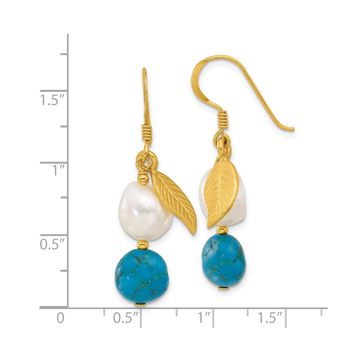 Sterling Silver Drop Earrings with Blue Zircon and Pearl, Boho Nature-Inspired Design