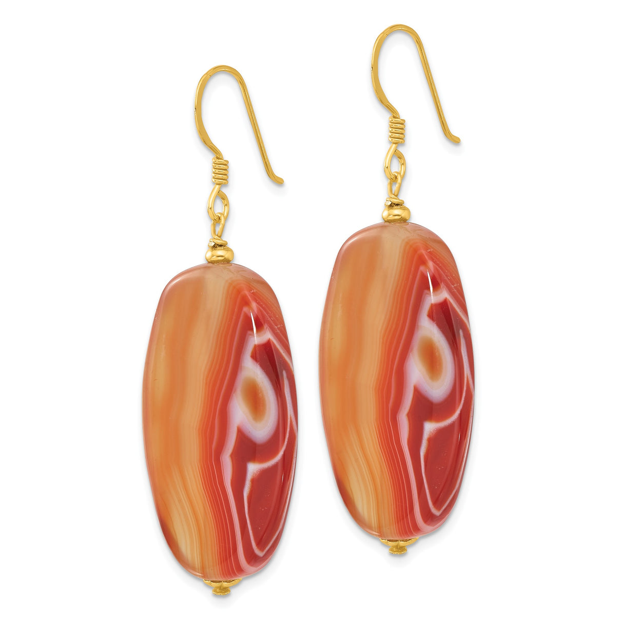 Sterling Silver Drop Earrings with Sardonyx, Gold Tone Hooks, Boho Earth Tone Style