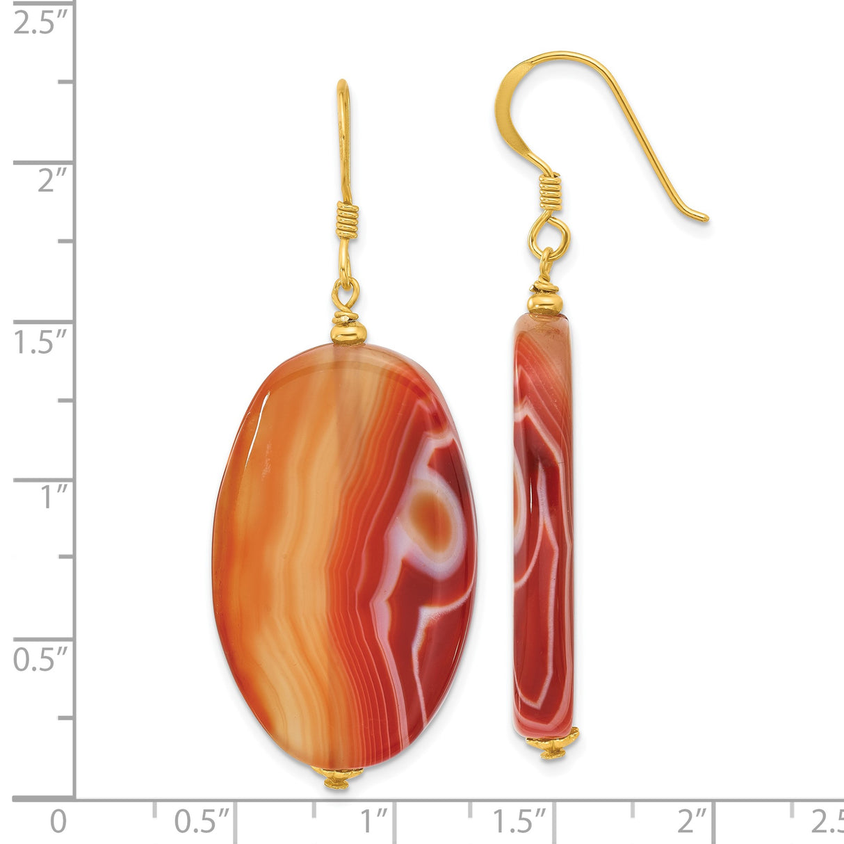 Sterling Silver Drop Earrings with Sardonyx, Gold Tone Hooks, Boho Earth Tone Style