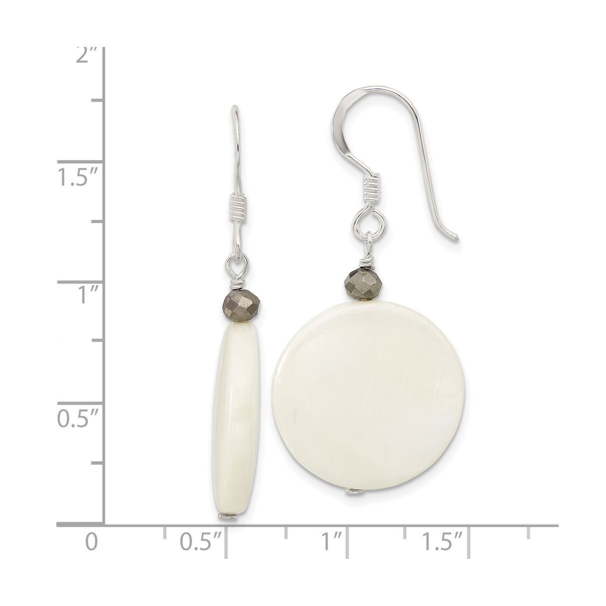 Sterling Silver Dangle Earrings with Crystal and Mother of Pearl, Minimalist Boho Style