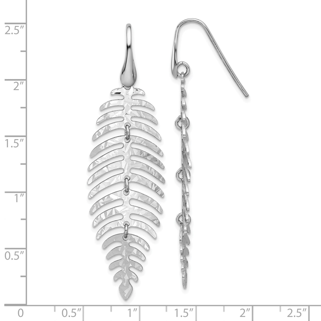 Sterling Silver Dangle Earrings, Hammered Layered Leaf and Feather Design, Boho Nature-Inspired Style