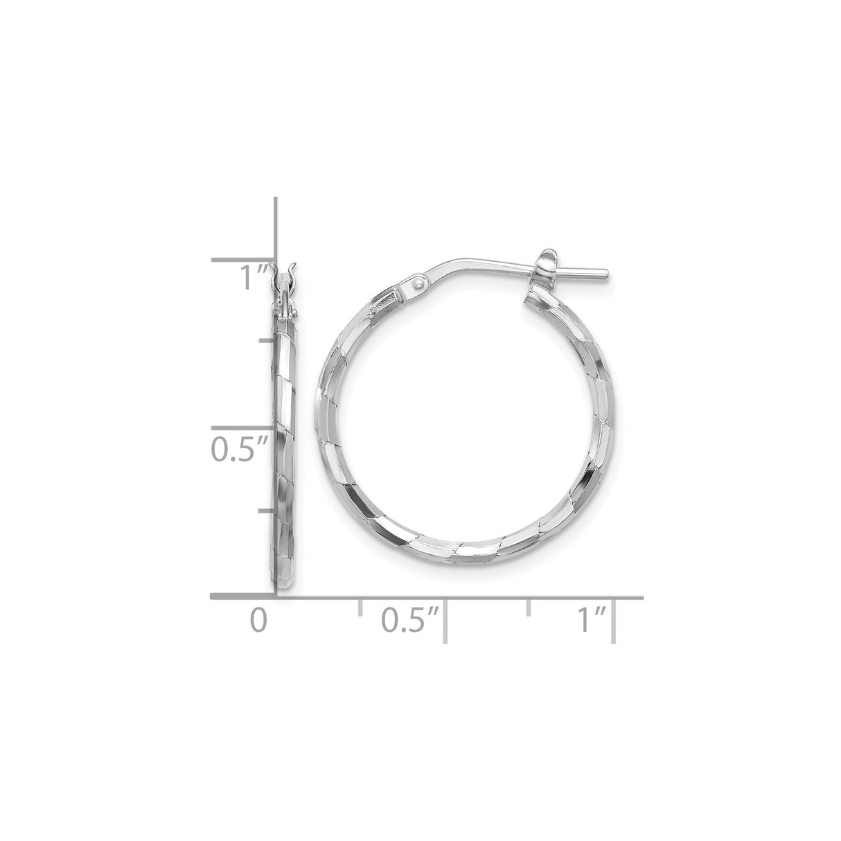 Sterling Silver Hoop Earrings, Lightweight Diamond Cut Polished Round Design for Women