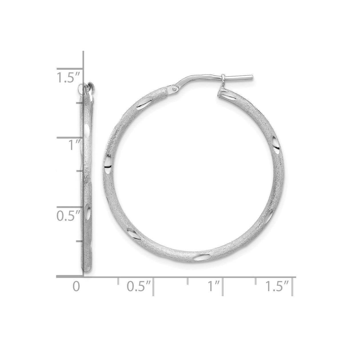 Sterling Silver Hoop Earrings with Textured Oval Cut-Out Design, Lightweight Satin Finish
