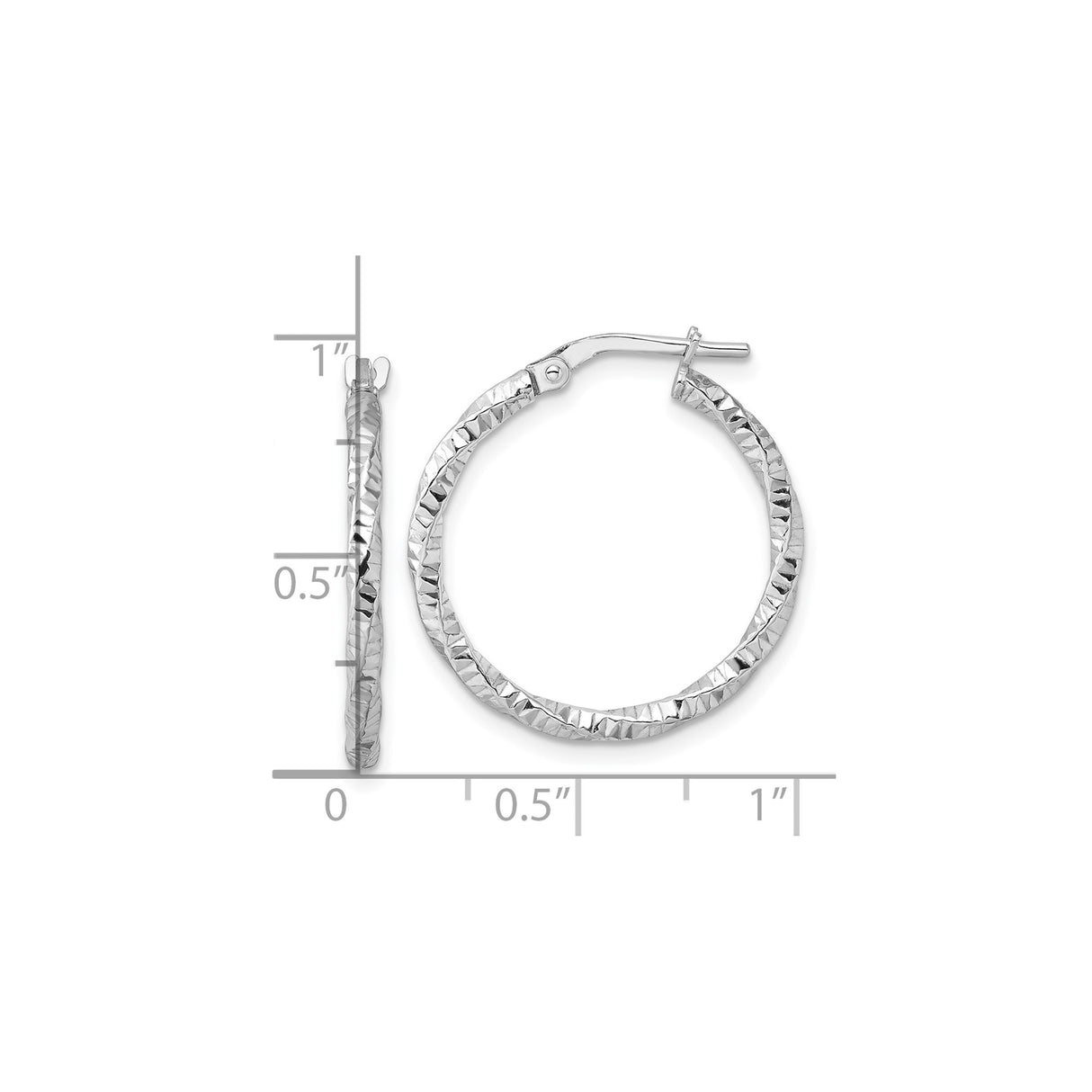 Sterling Silver Twisted Hoop Earrings, Diamond Cut Texture, Polished Modern Style for Women