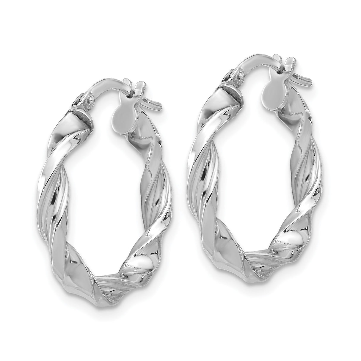 Sterling Silver Twisted Hoop Earrings with Polished Rope Design for Women