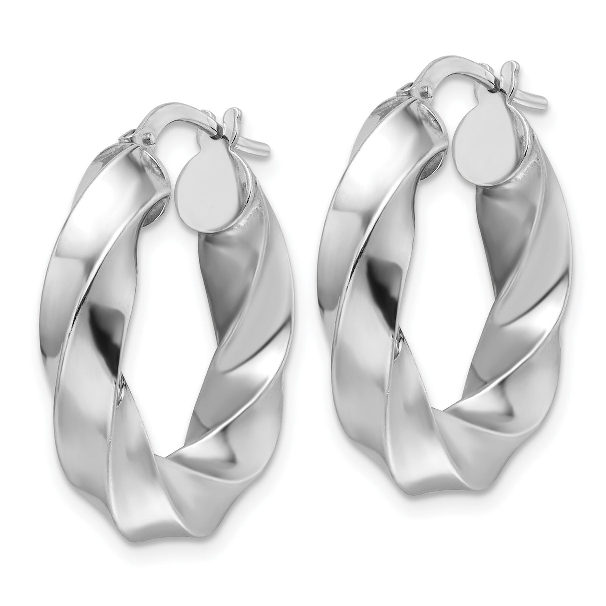 Sterling Silver Twisted Hoop Earrings, Sculptural Chunky Design, Rhodium Plated