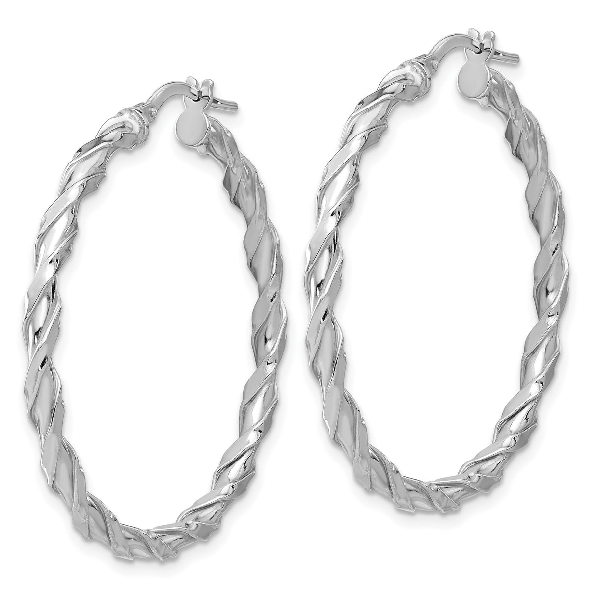 Sterling Silver Twisted Hoop Earrings, Polished Rope Style Medium Hoops for Women