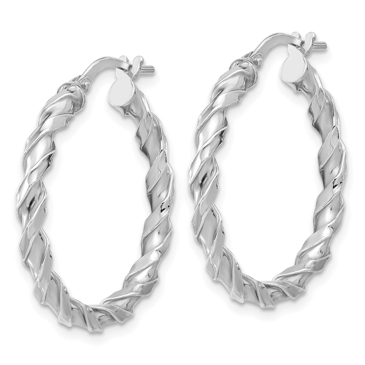 Sterling Silver Twist Hoop Earrings, Polished Rope Style, Lightweight Round Design for Women