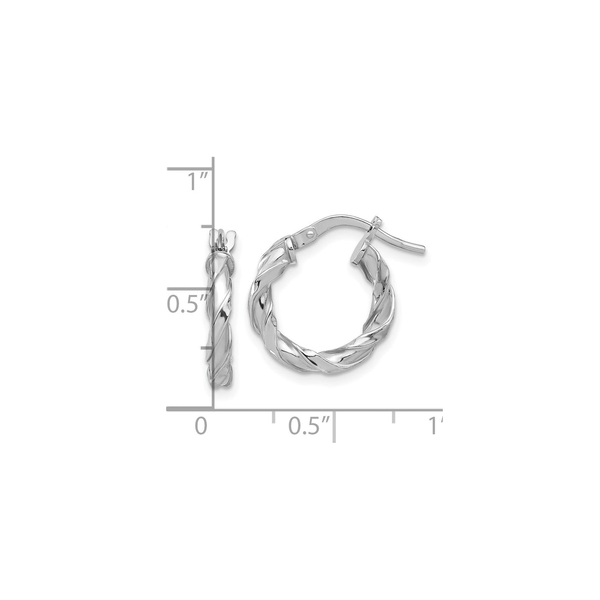 Sterling Silver Twisted Hoop Earrings with Braided Design and Rhodium Plating