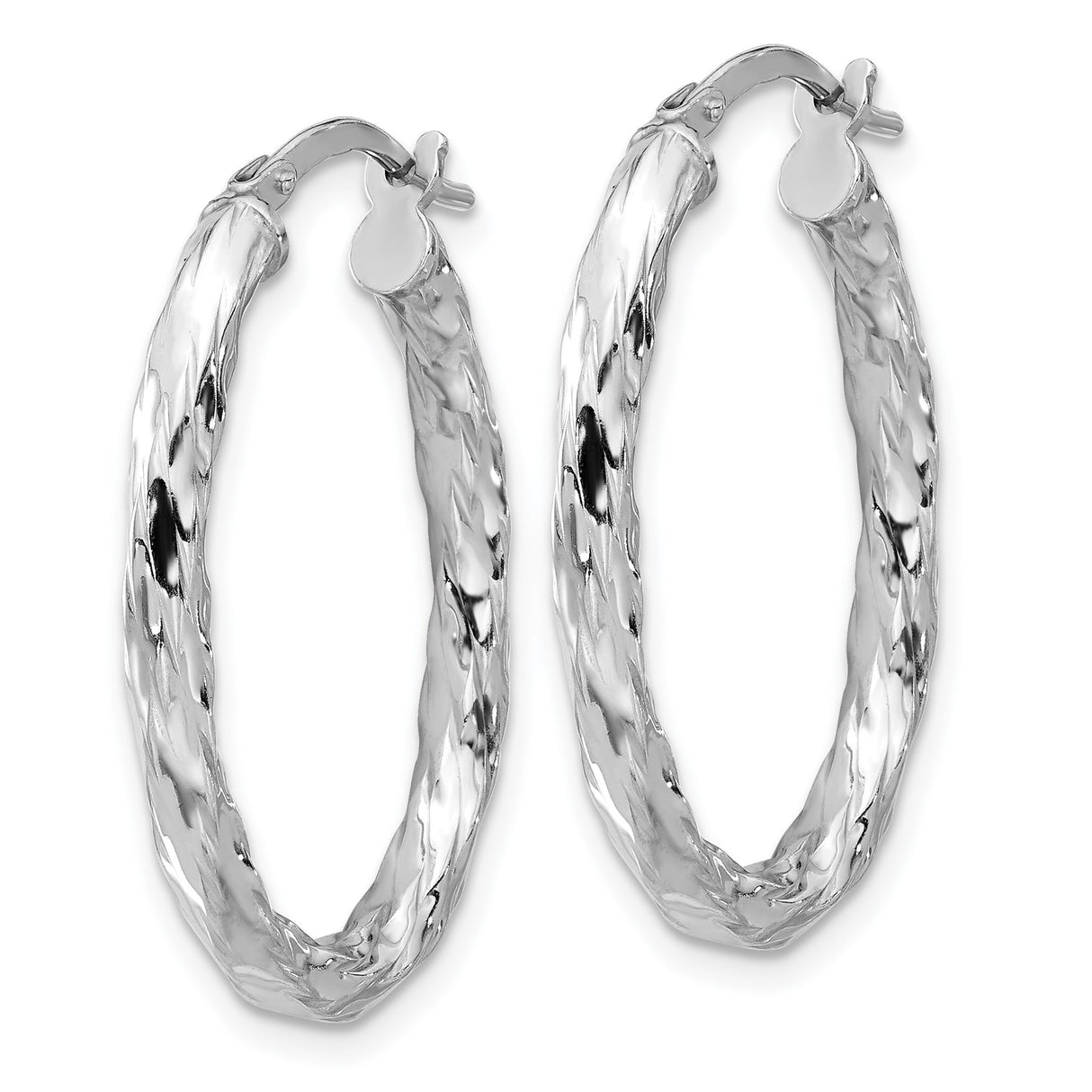 Sterling Silver Twisted Hoop Earrings with Hammered Texture, Oval Statement Design