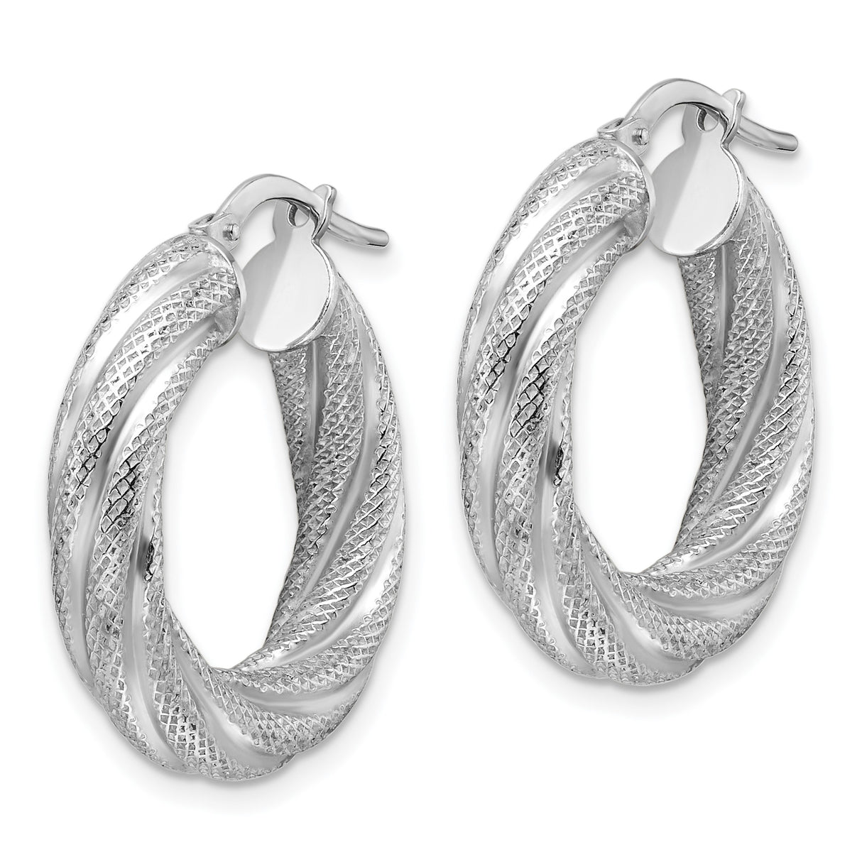 Sterling Silver Twisted Hoop Earrings with Braided Textured Design