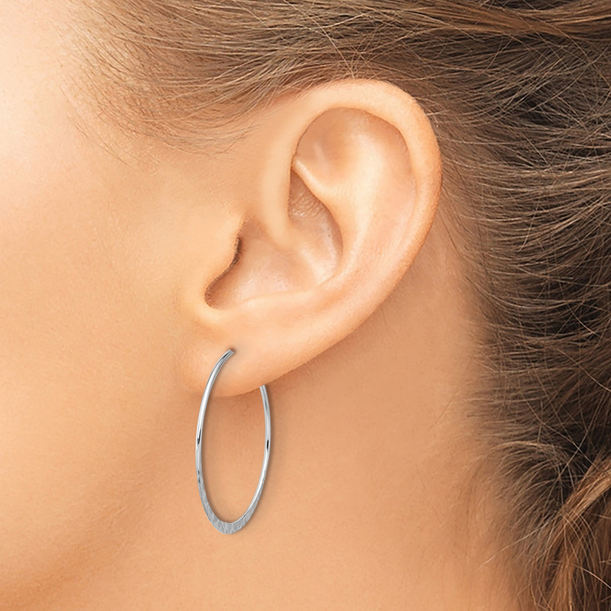 Sterling Silver Hoop Earrings, Large Textured Hoops with Hammered Finish, Modern Minimalist Style