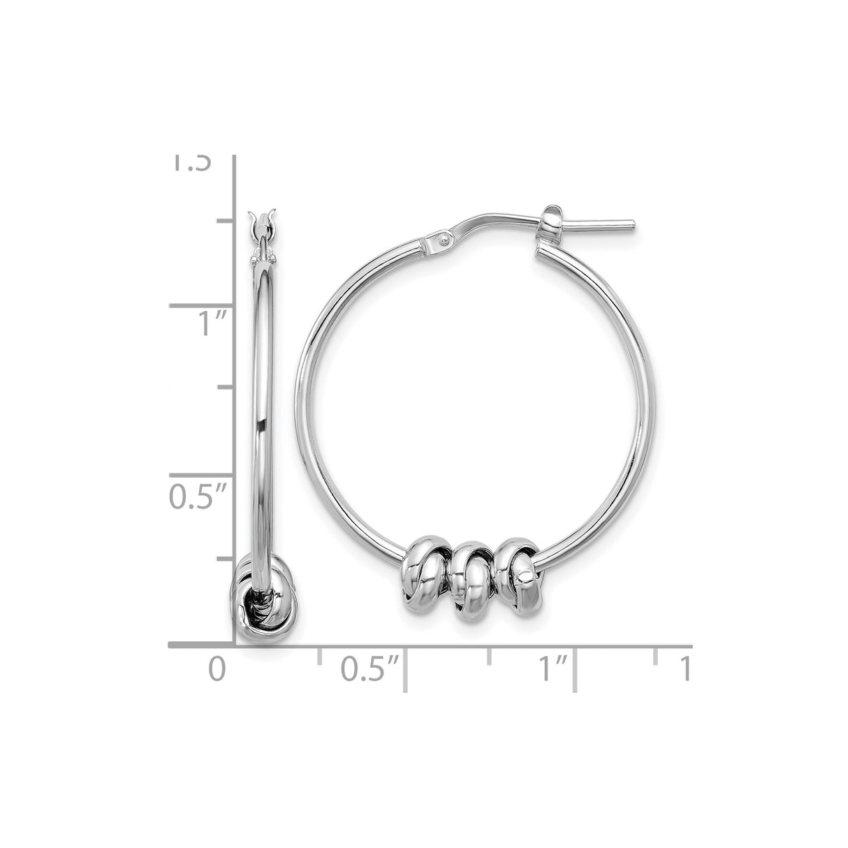 Sterling Silver Knot Hoop Earrings with Intertwined Three Bead Design