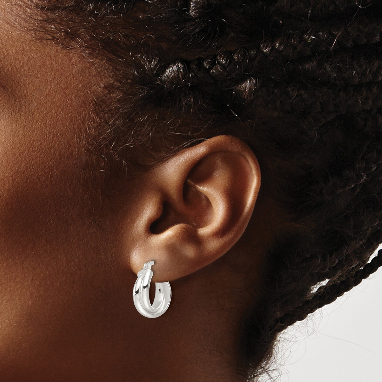 Sterling Silver Double Hoop Earrings, Twisted Polished Loop Style for Women