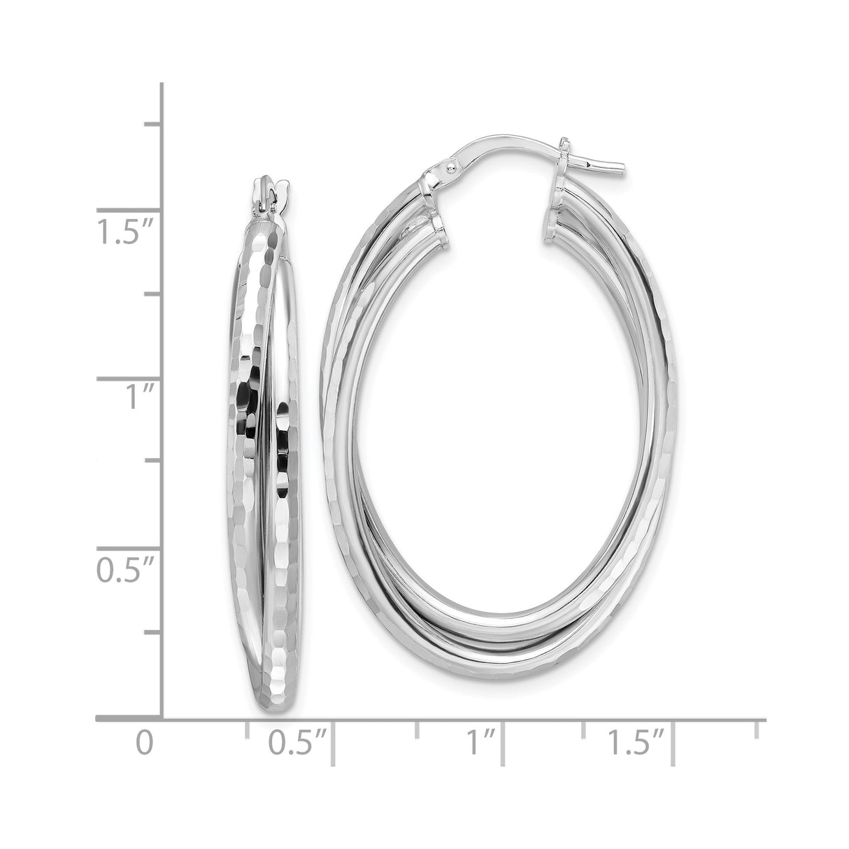 Sterling Silver Multi-Row Hoop Earrings with Polished and Diamond-Cut Finish
