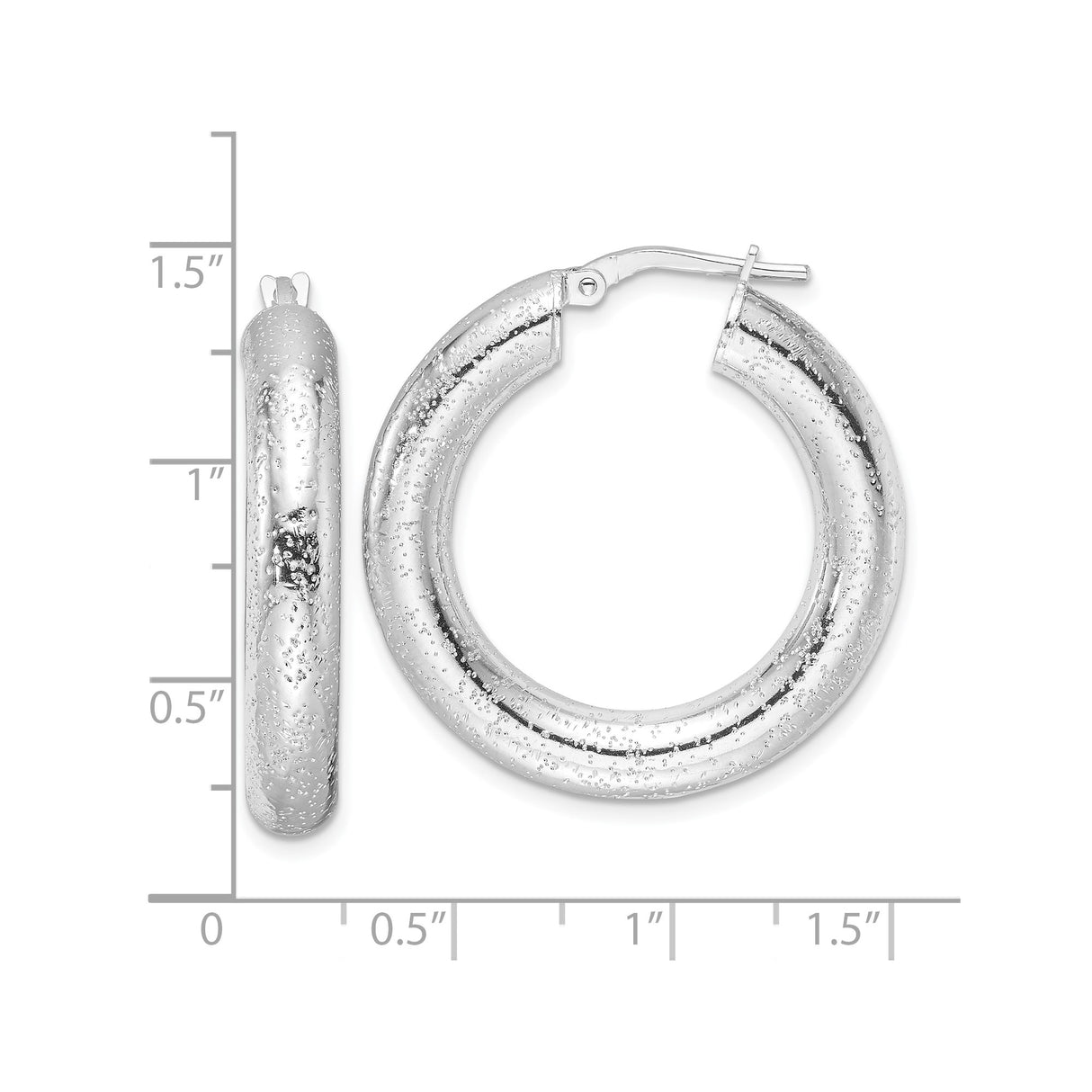 Sterling Silver Hoop Earrings, Textured Hammered Design with High Polish Finish