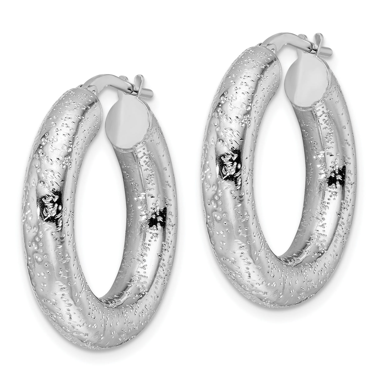 Sterling Silver Hoop Earrings with Hammered Finish, Lightweight Modern Design for Women