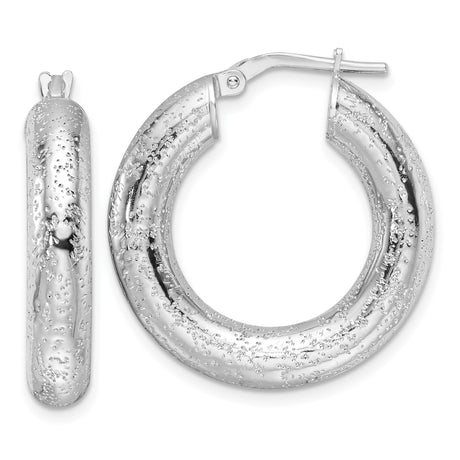 Sterling Silver Hoop Earrings with Hammered Finish, Lightweight Modern Design for Women