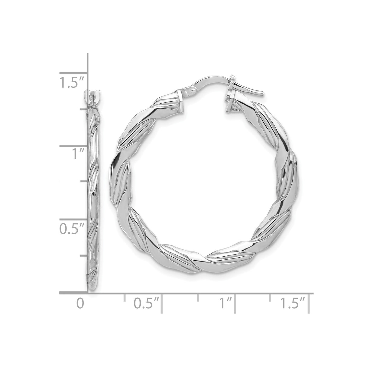 Sterling Silver Twisted Hoop Earrings with Braided Design and Polished Finish for Women
