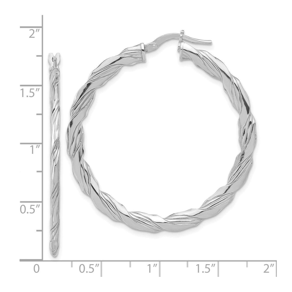 Sterling Silver Twisted Hoop Earrings with Polished Textured Rope Design for Women