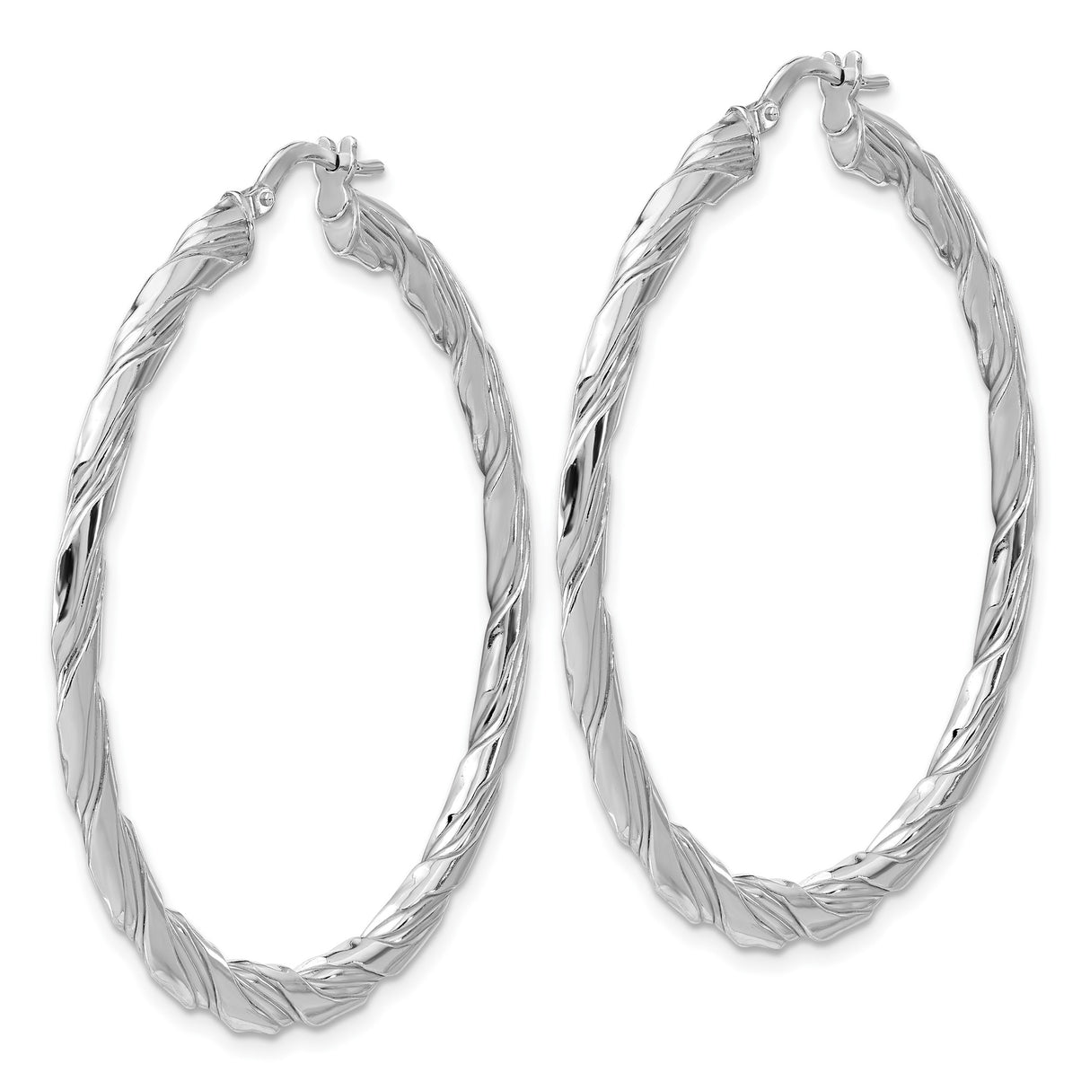 Sterling Silver Hoop Earrings, Twisted Polished Texture, Lightweight Minimalist Design for Women