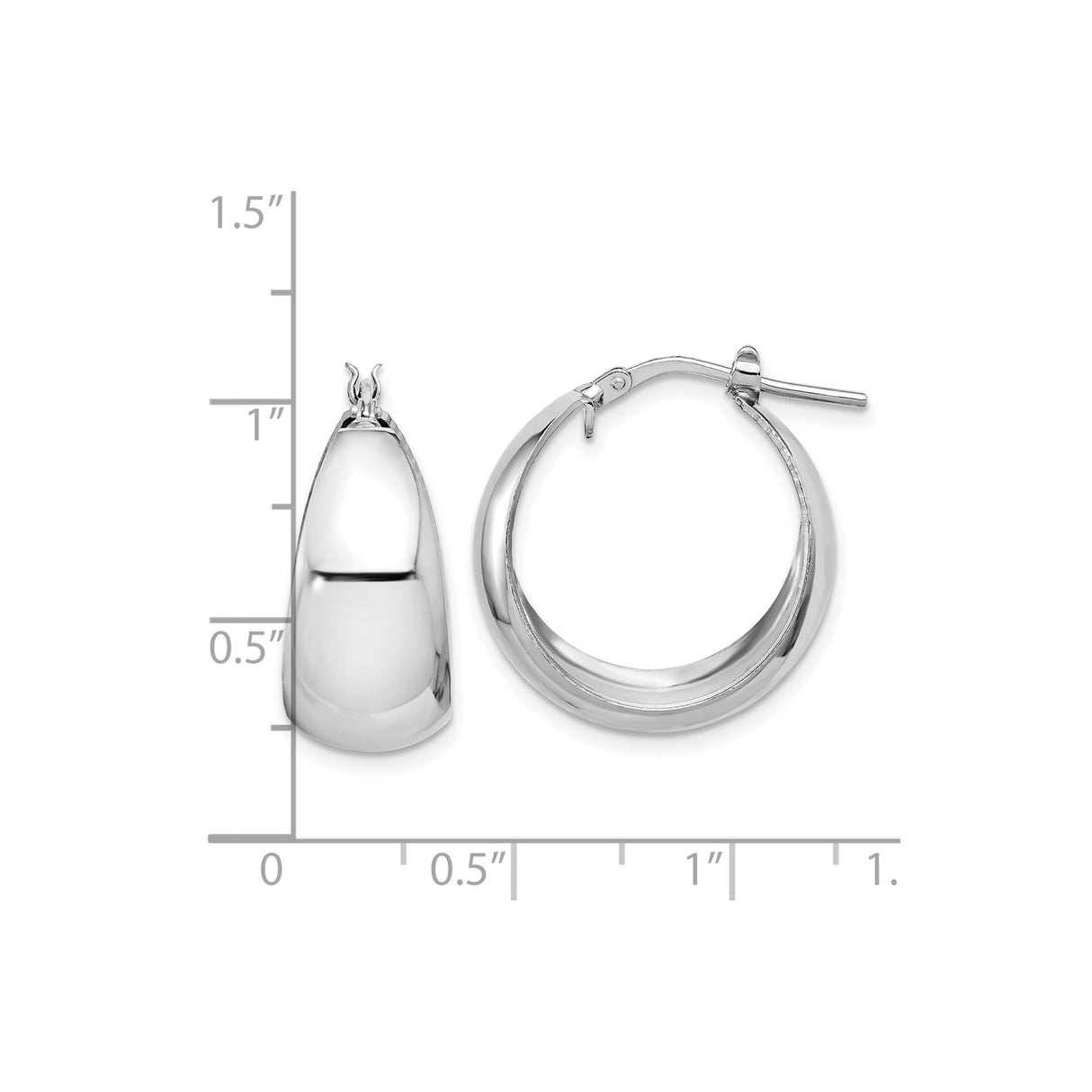 Sterling Silver Hoop Earrings, Medium Classic Rounded Style with Latch Back Closure