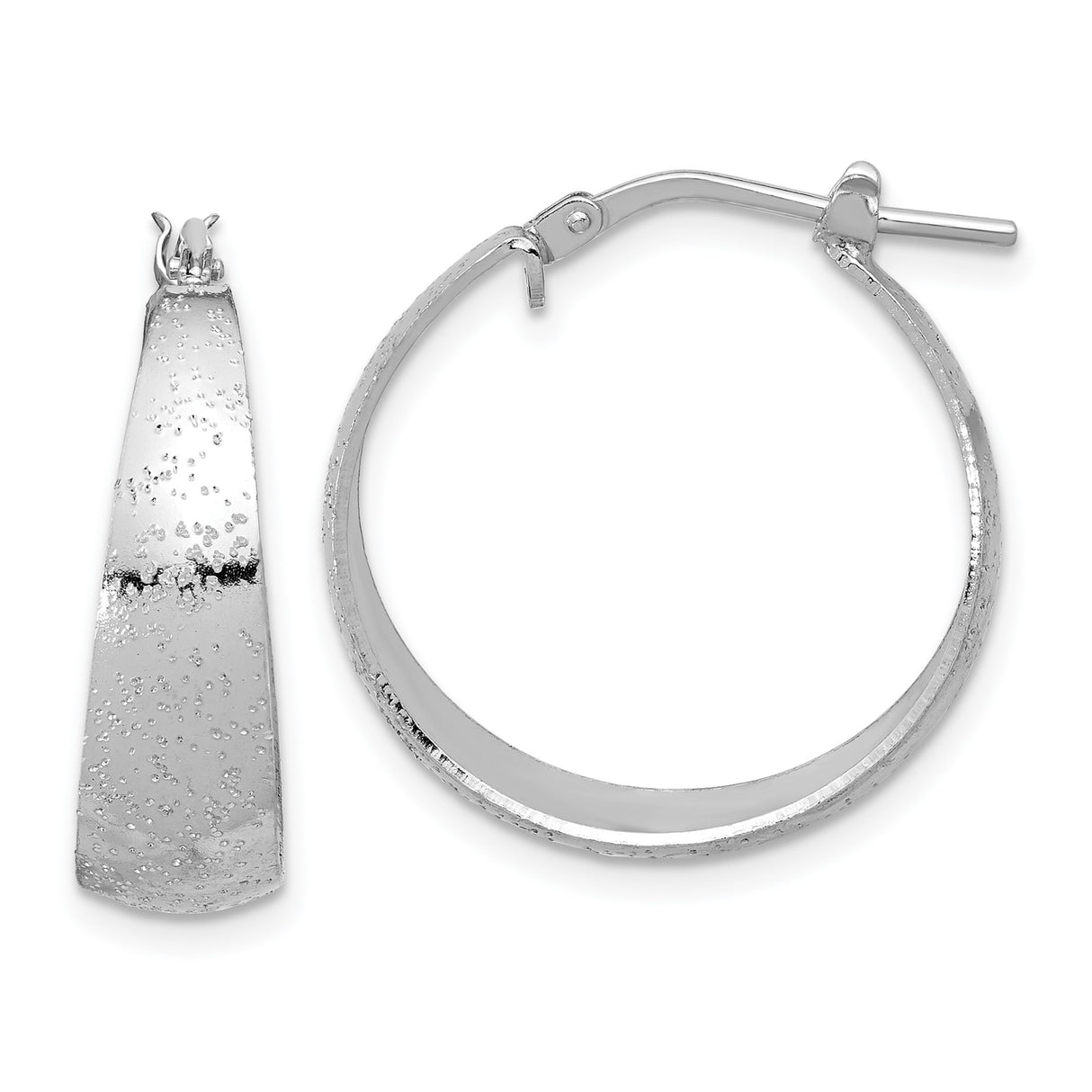 Sterling Silver Hoop Earrings with Hammered Finish, Textured Lightweight Round Design for Women
