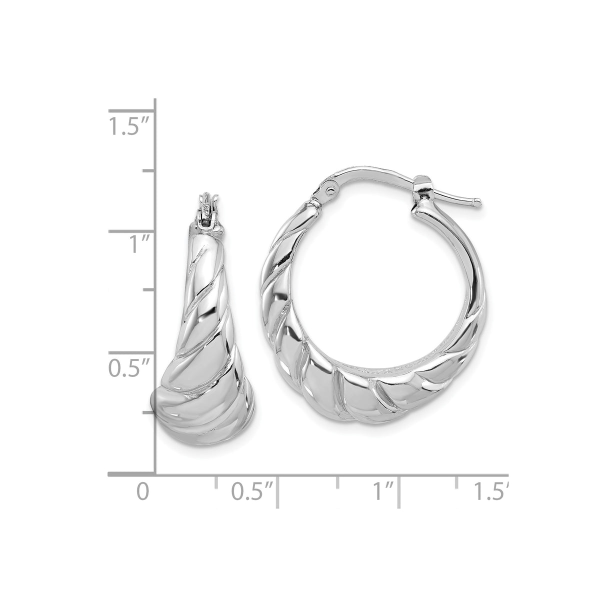 Sterling Silver Twisted Hoop Earrings with Polished Rope Design, Lightweight Oval Style
