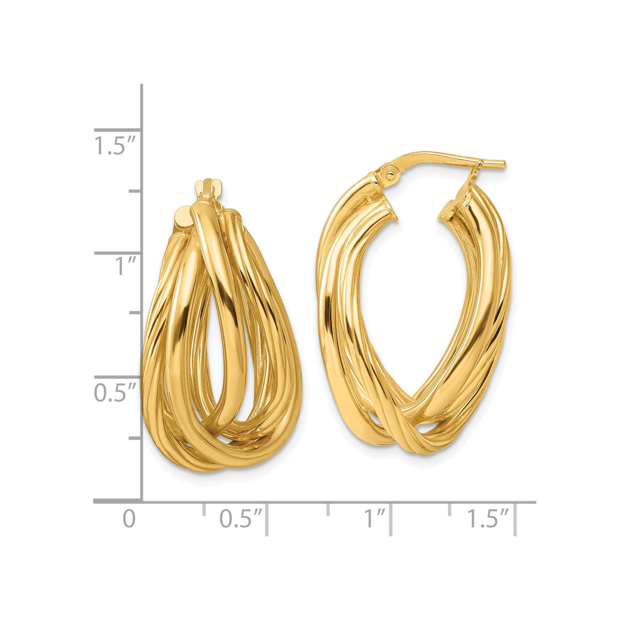 Sterling Silver Twisted Layered Teardrop Hoop Earrings, Gold Plated, Textured Statement Design