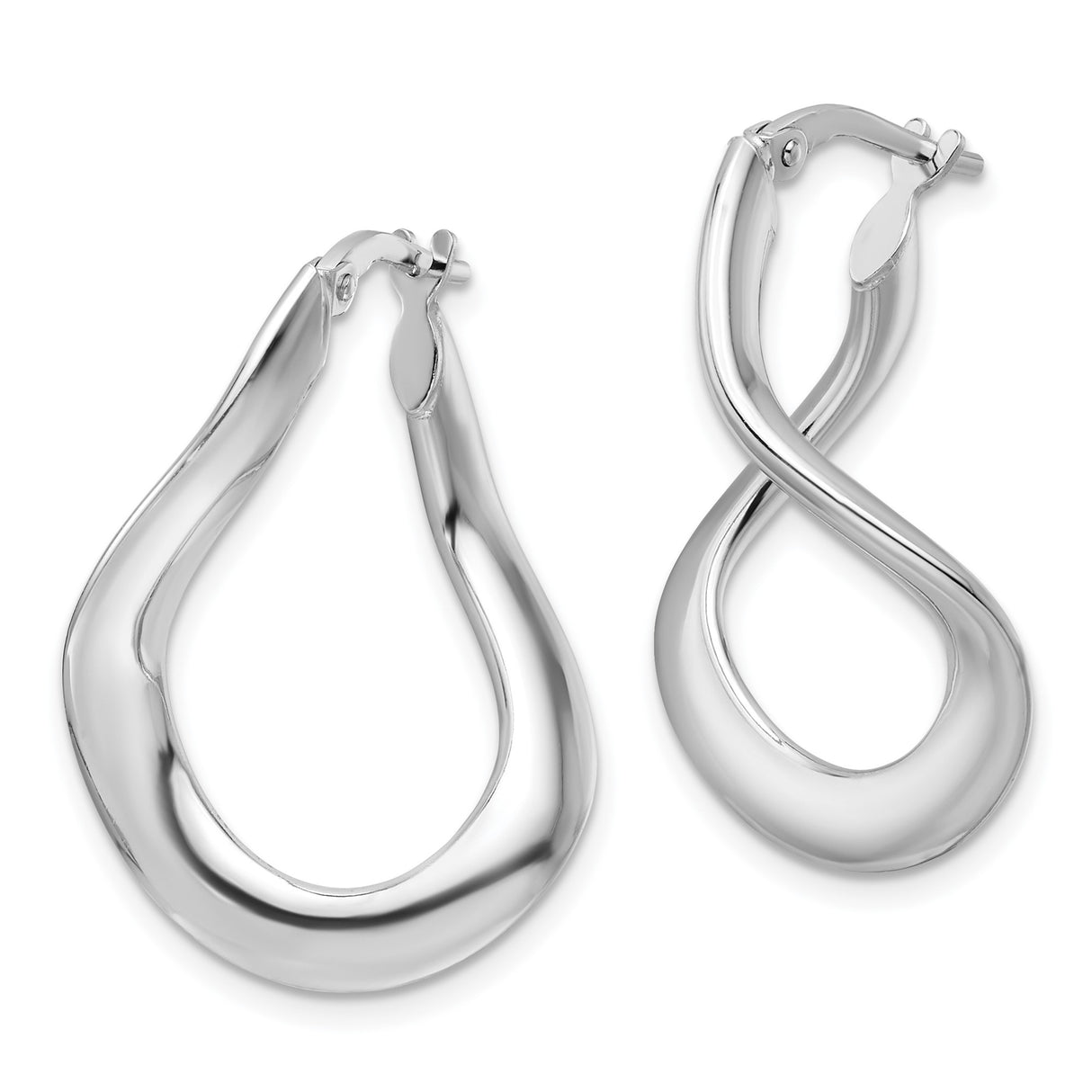 Sterling Silver Teardrop Hoop Earrings, Wavy Modern Sculptural Design, Lightweight and Minimalist Style