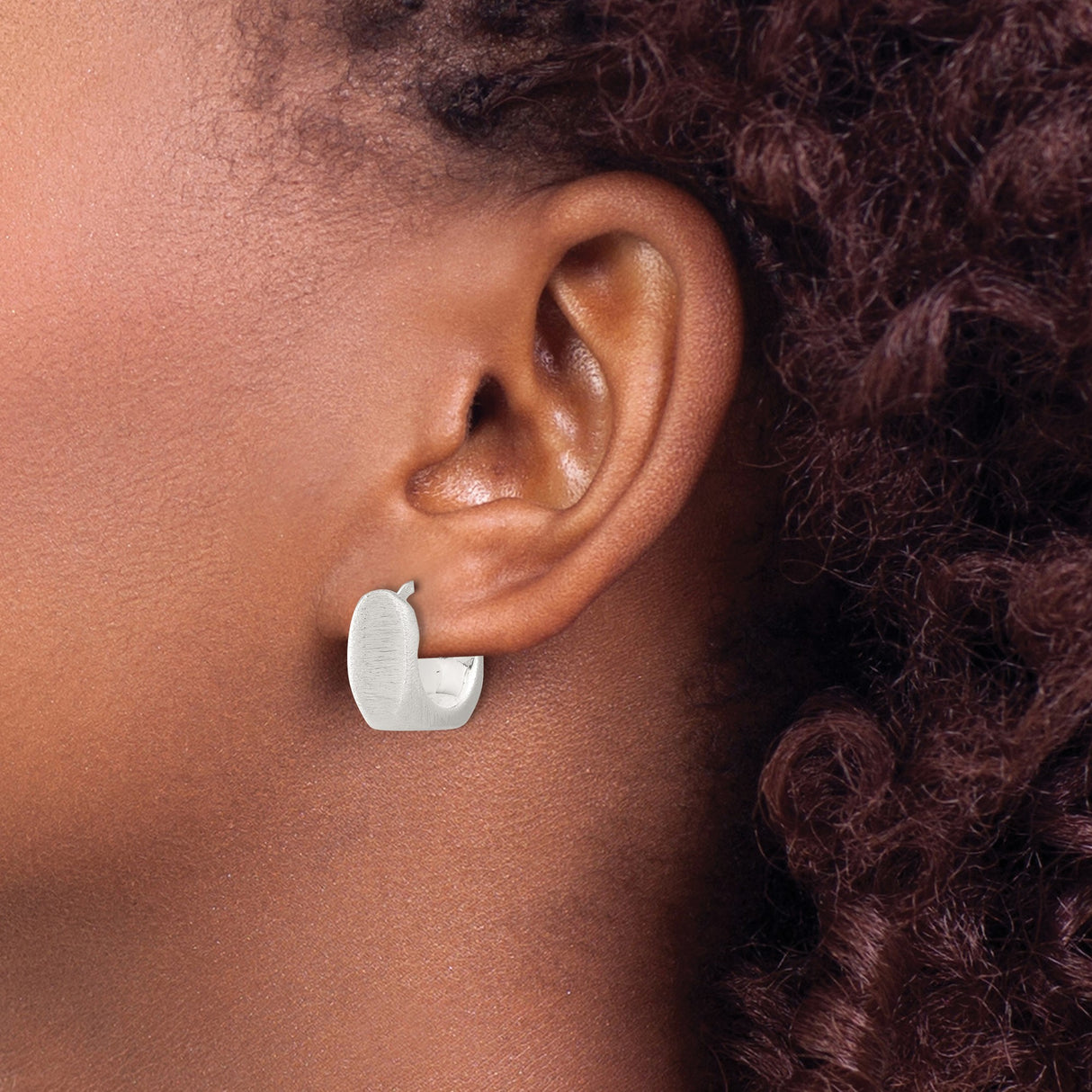 Sterling Silver Square Hoop Earrings, Brushed Finish, Modern Geometric Design for Women