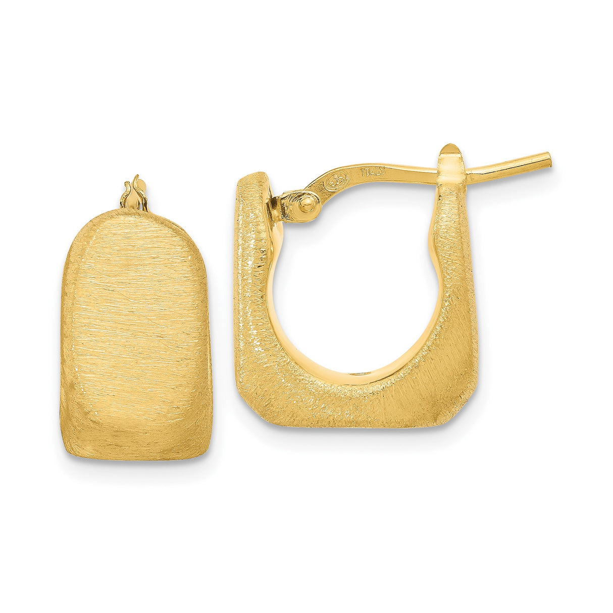 Sterling Silver Hoop Earrings with Brushed Matte Finish, Square Edge, Chunky Minimalist Style