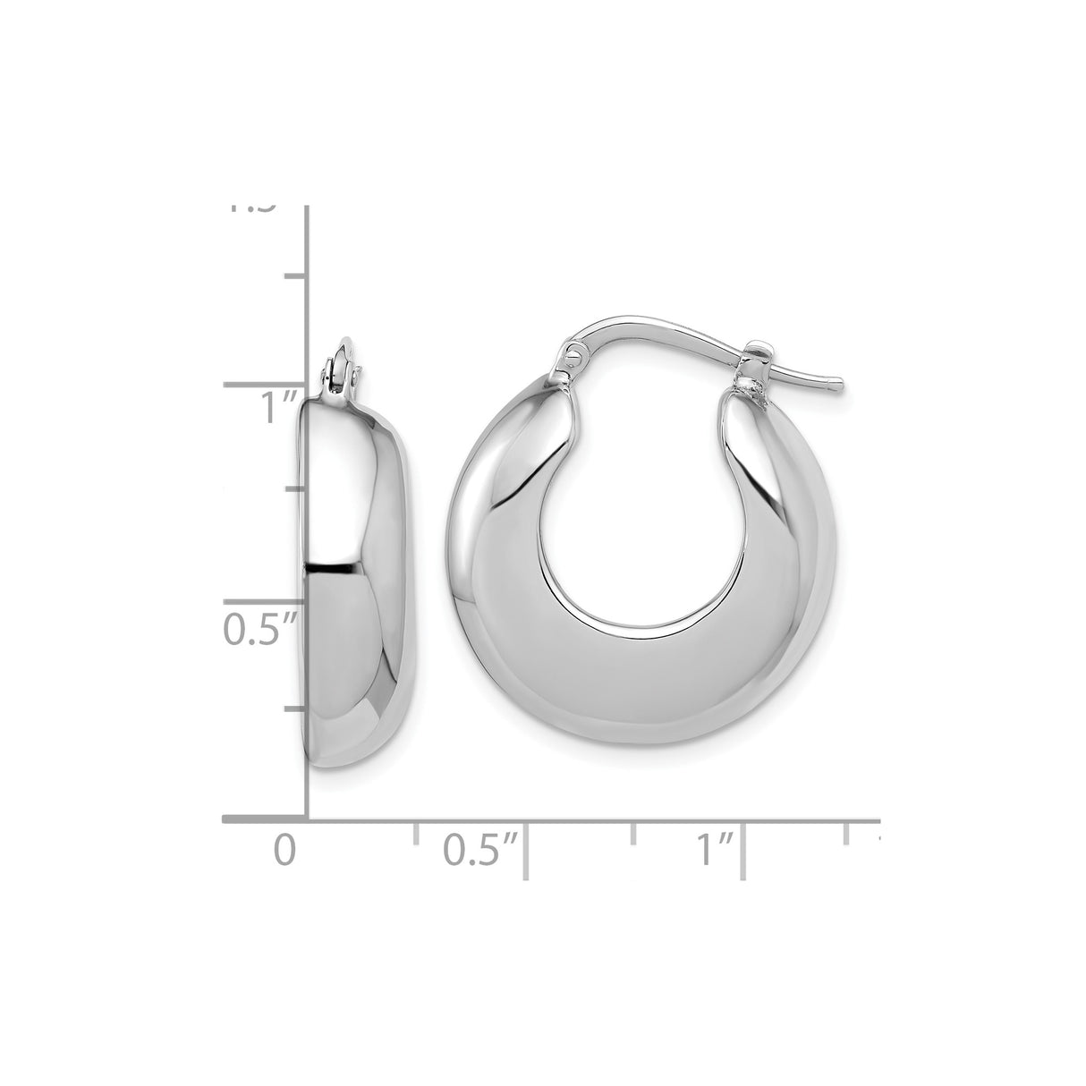 Sterling Silver Hoop Earrings, Polished Puffed Round Lightweight Modern Design