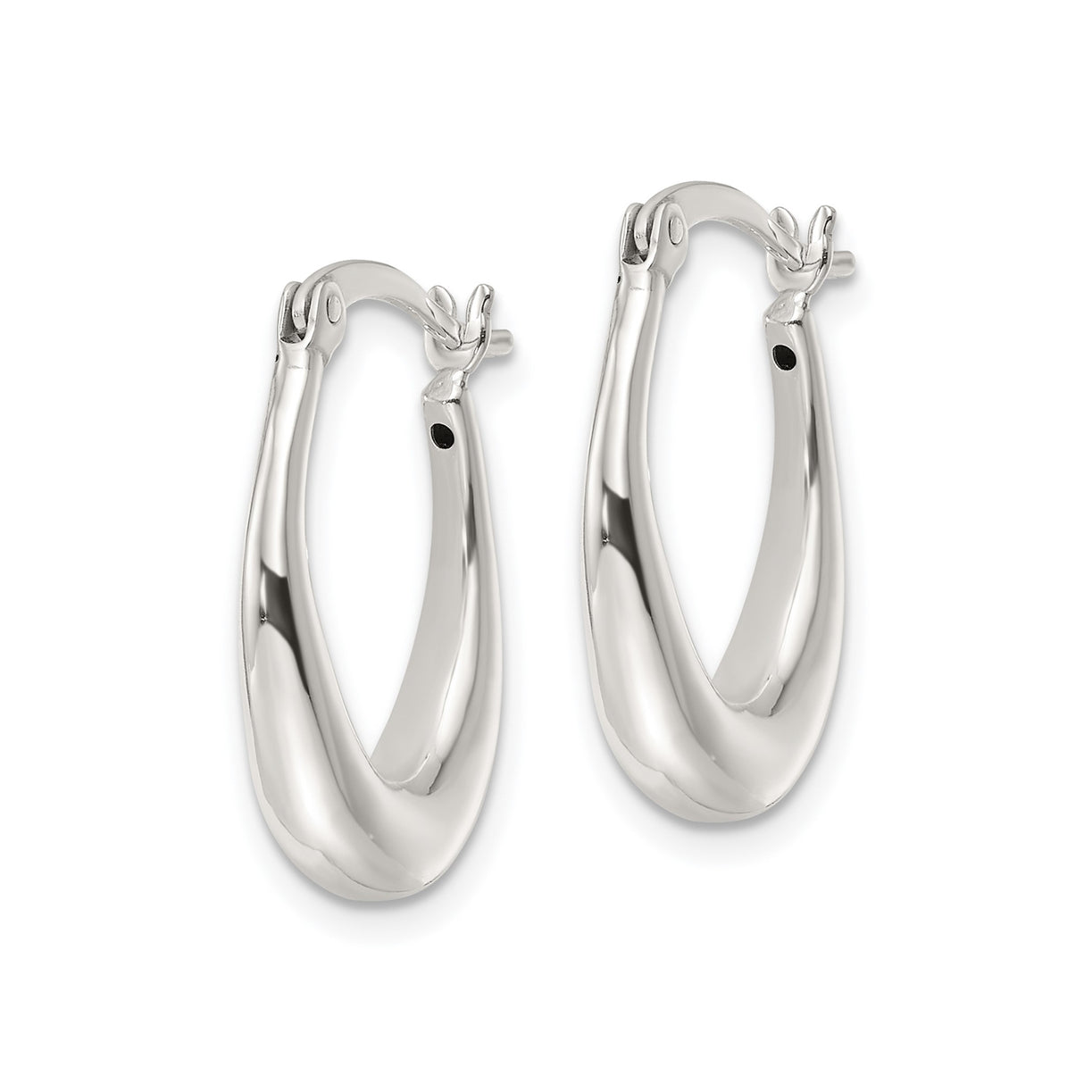 Sterling Silver Teardrop Hoop Earrings, Smooth Polished Oval Design, Minimalist Style for Women