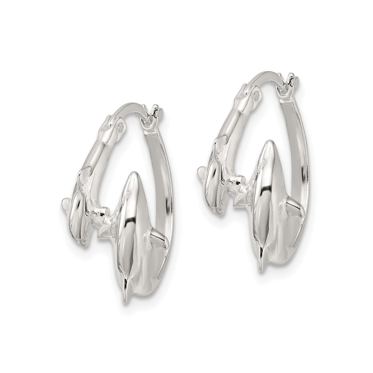 Sterling Silver Dolphin Hoop Earrings with Sculpted Ocean Theme for Women and Teens