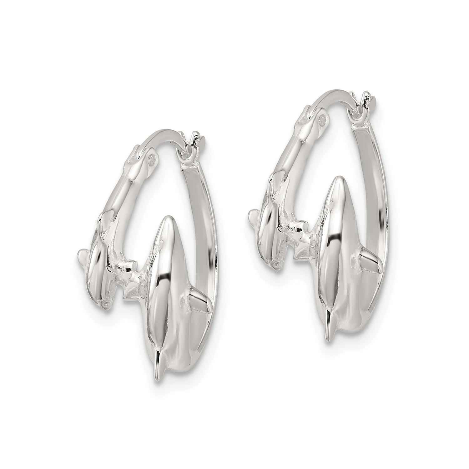 Sterling Silver Dolphin Hoop Earrings with Sculpted Ocean Theme for Women and Teens