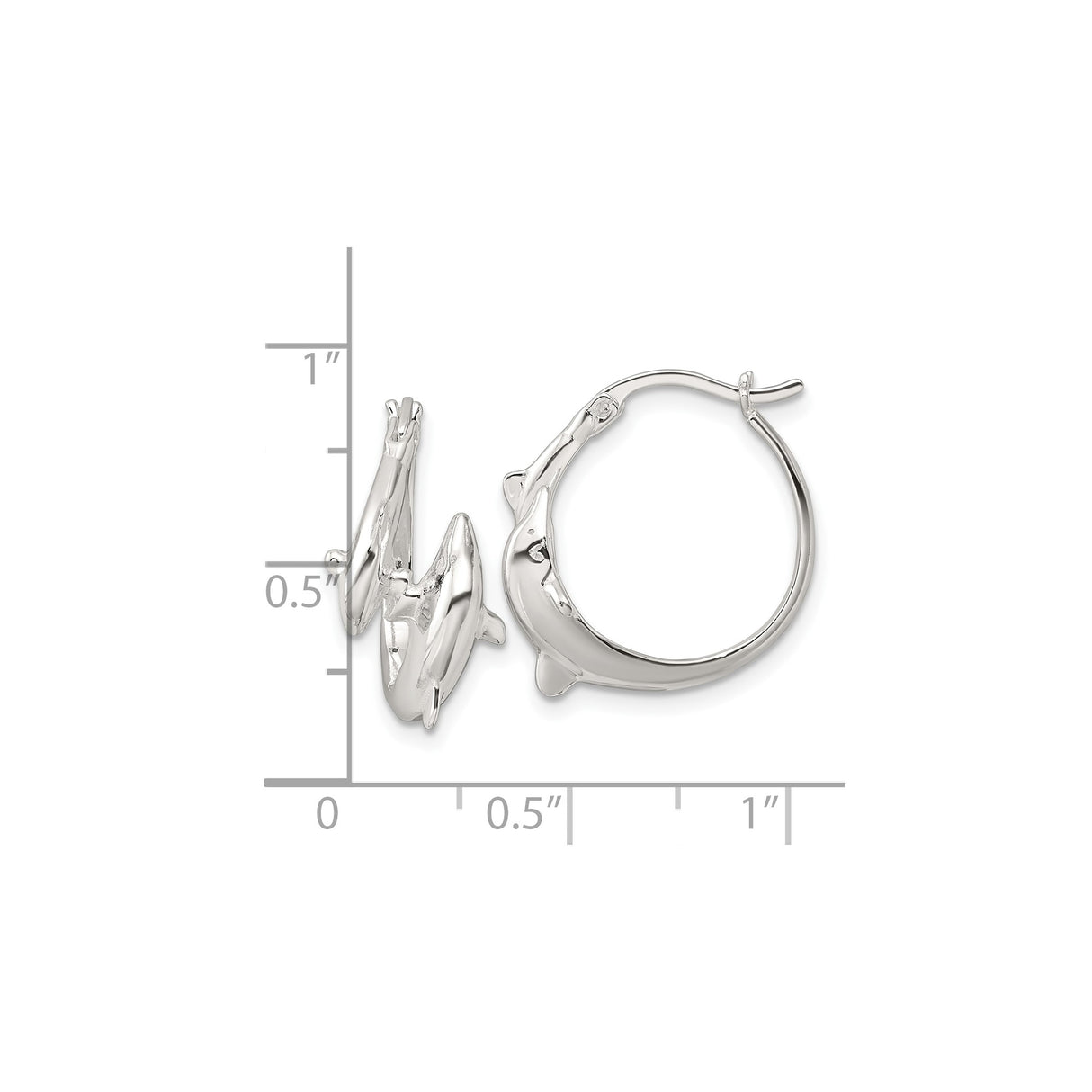 Sterling Silver Dolphin Hoop Earrings with Sculpted Ocean Theme for Women and Teens