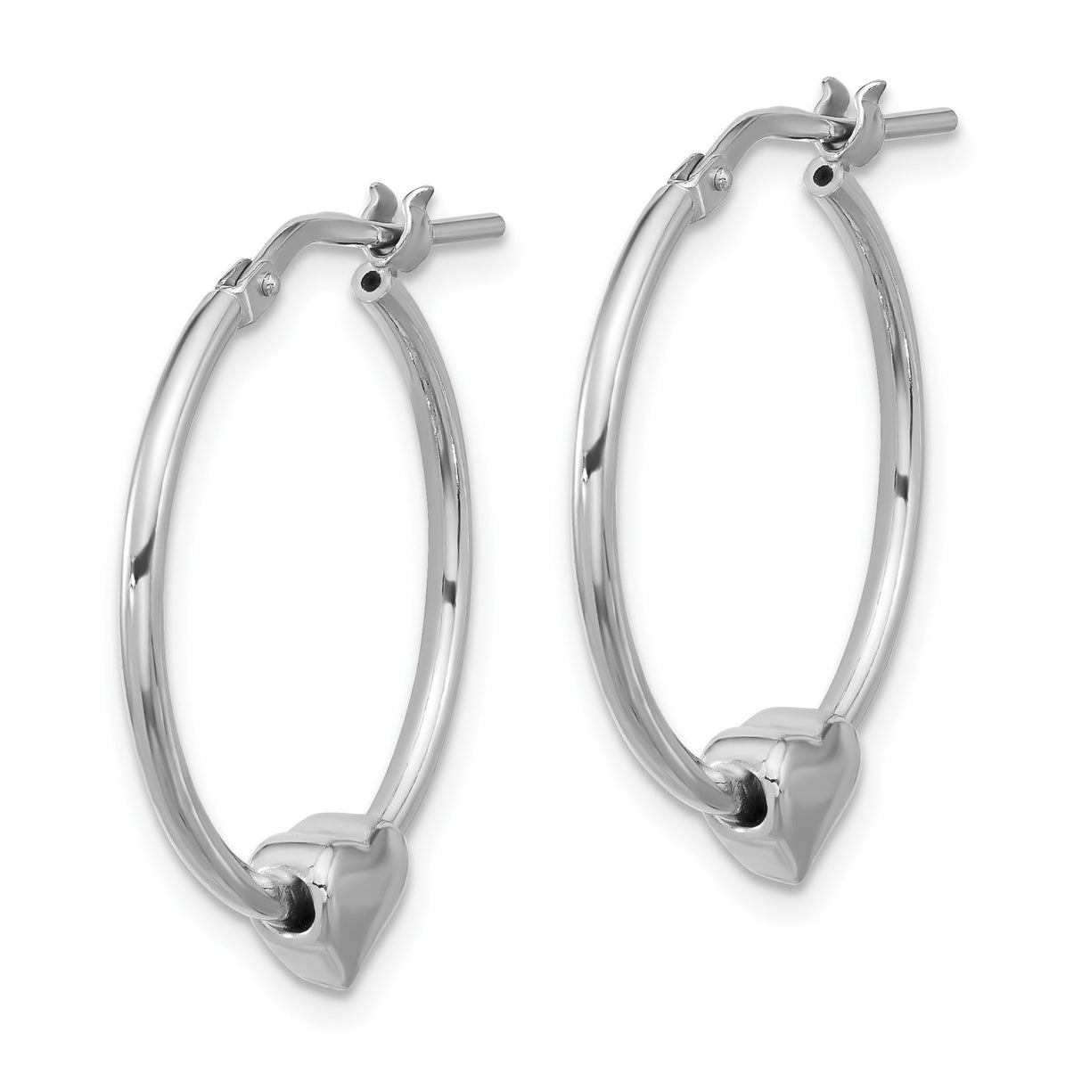 Sterling Silver Heart Hoop Earrings with Polished Heart Charm, Romantic Minimalist Design