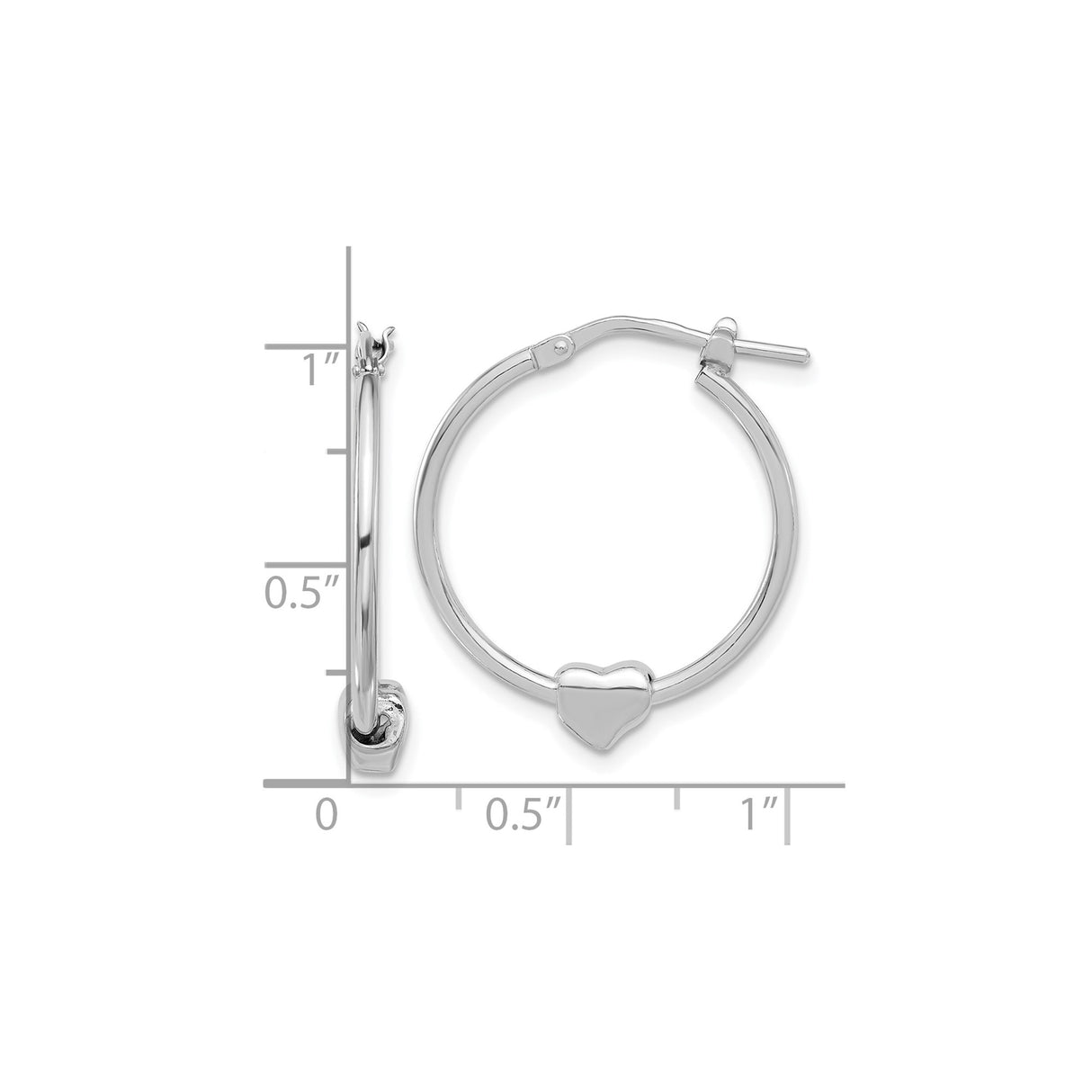 Sterling Silver Heart Hoop Earrings with Polished Heart Charm, Romantic Minimalist Design