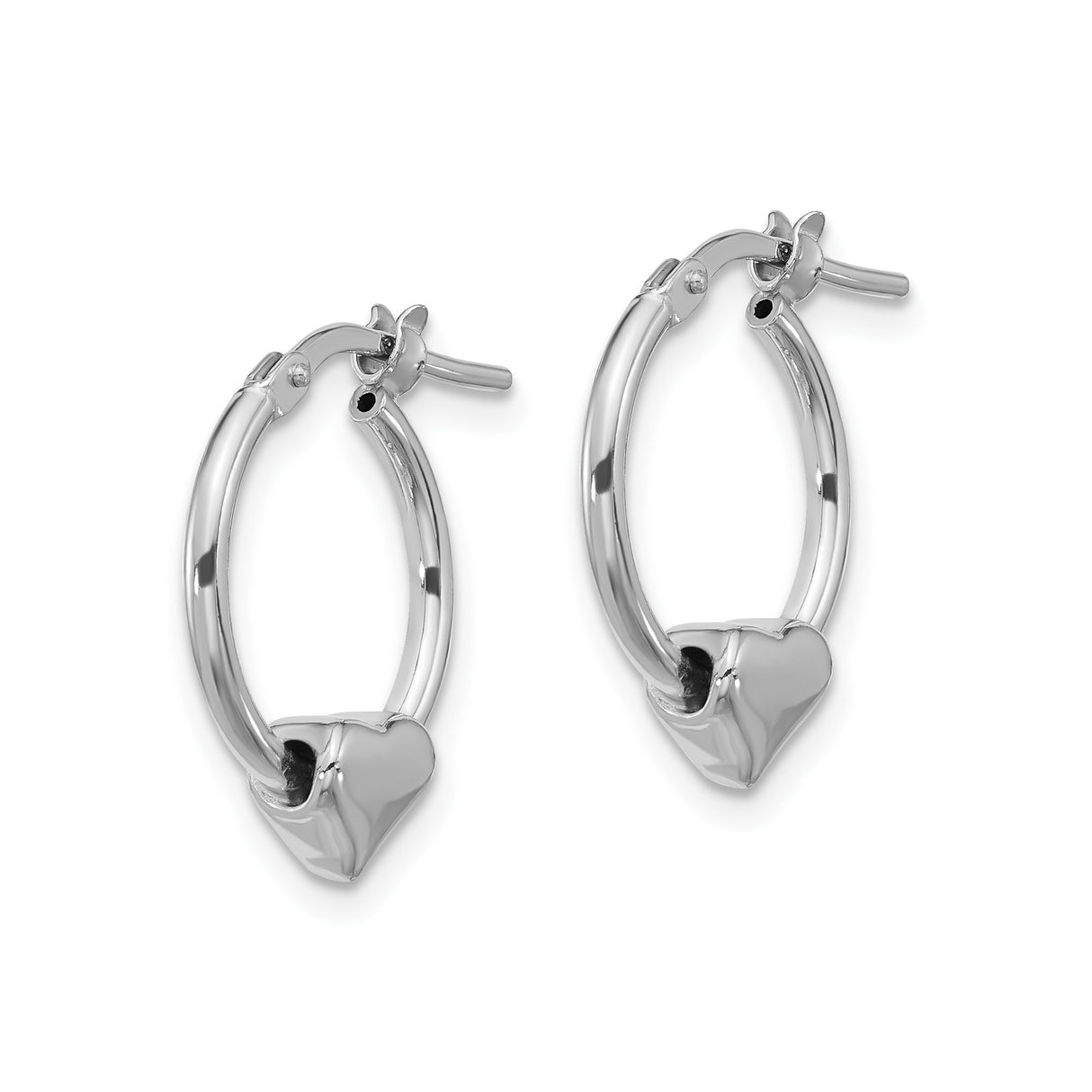 Sterling Silver Heart Hoop Earrings with Polished Accents, Lightweight Romantic Design