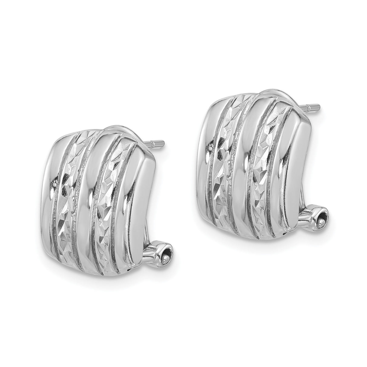 Sterling Silver Earrings, Polished and Textured Vertical Stripe Studs, Modern Geometric Design