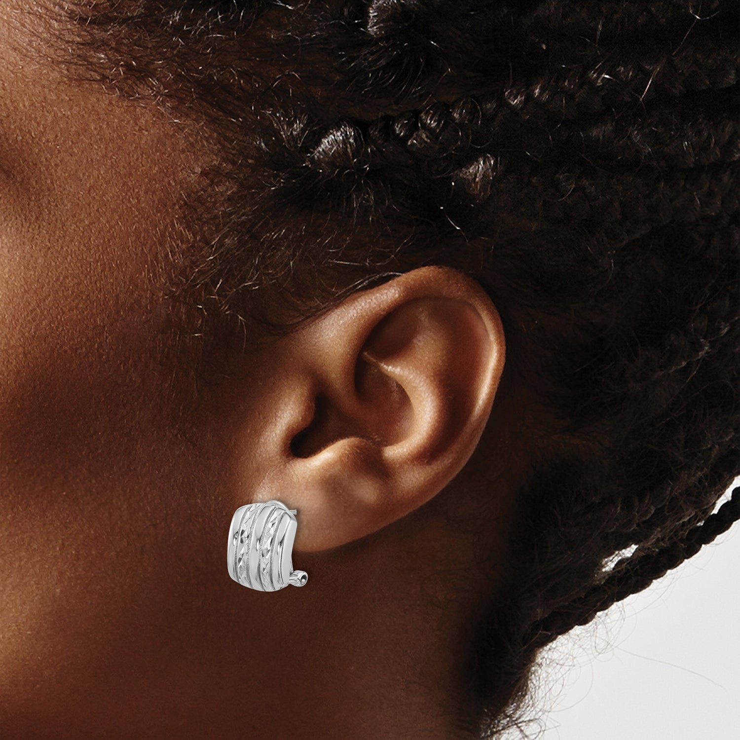 Sterling Silver Earrings, Polished and Textured Vertical Stripe Studs, Modern Geometric Design