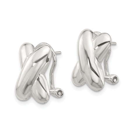 Sterling Silver Stud Earrings with Polished X Crisscross Design for Women